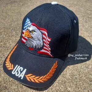 𝗨𝗦𝗔 Eagle Flag 𝖦𝖮𝖣 𝖡𝖫𝖤𝖲𝖲 𝖴𝖲𝖠 🇺🇸 Baseball Cap Black